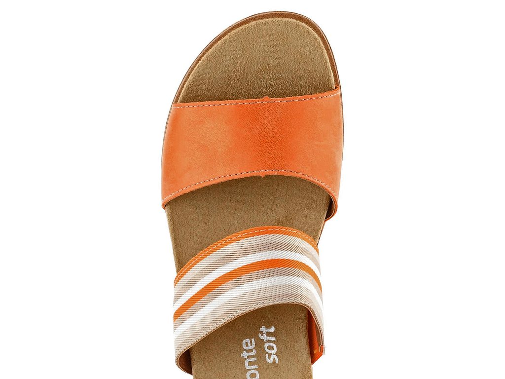 Remonte oranžové pruhované pantofle na klínu R6154-38 - Remonte - Pantofle  - JADI.cz - ...více než boty