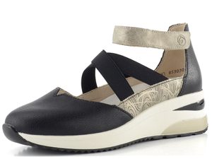 Remonte otvorené poltopánky s plnou špičkou a pätou čiernej D2411-03