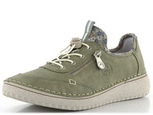 Rieker prozouvací polobotky s olivkou Schilf/Kornblume 50962-52