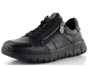 Rieker černé šněrovací polobotky se zipem a membránou N1301-01