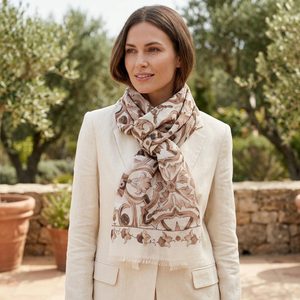 Fraas květinový šál růžový konopí/bavlna 609059-412