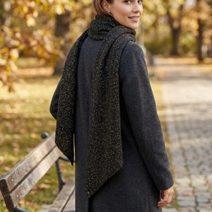 Fraas třpytivý pletený šál v šikmém střihu kaviár 667107-998