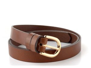 Dámsky kožený opasok hnedý so sponou v zlatej farbe 201Z-48