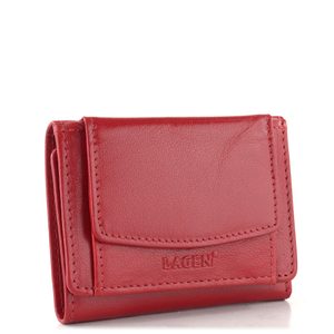 Malá kožená peňaženka s vreckom na mince červená W-2031