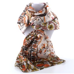 Fraas velký hedvábný šál okrový/barevný mozaika 622010-875