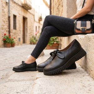 Wonders kožené polobotky s mašličkou negro A-4421