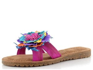 Lazamani pantofle se střapatou květinou Zinnia fuxia LA33765
