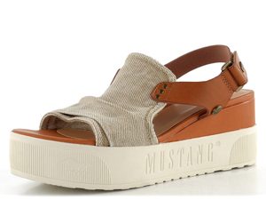 Mustang sandále na platforme s klinom jeansbeige 1459-804-429