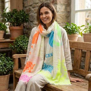 Fraas květinový šál růžový konopí/bavlna 609059-412