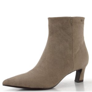 Tamaris elegantní textilní kotník na podpatku taupe 1-25383-47