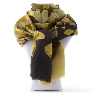 Fraas vlněný šátek s květinovým motivem šedo-zelený 638058-036