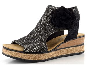 Rieker římské sandály na klínu černé 63791-01