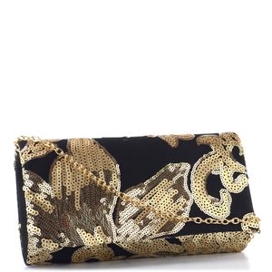 Bulaggi černé společenské psaníčko s flitry Flower gold BU-32690