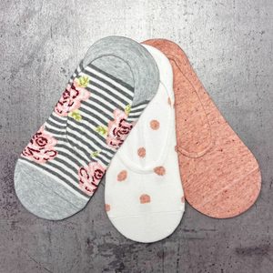 Nízké ponožky 3 páry v balení šedá/růžová mix