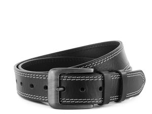 Černý kožený opasek s dvojitým štepem 38 mm