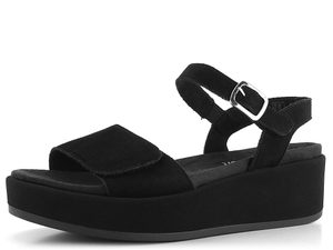 Remonte čierne sandále na platforme s klinom D1N50-00