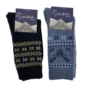 Pánské zimní ponožky s vlnou 2 páry modré/černé 21456
