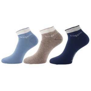 Bugatti nízke pánske ponožky 3 páry tm. modré/sv. modré/hnedé 6138