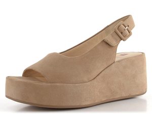 Högl velúrové sandále na kline Taupe 9-102512