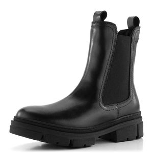 Tamaris chelsea členková obuv na hrubej podošve Black Leather 1-25901-41