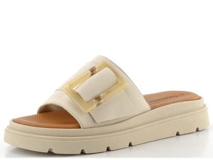 Tamaris kožené pantofle na platformě ivory nubuc 1-27234-44