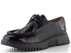 Wonders lakované šněrovací polobotky negro A-4423