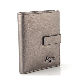 Kožená menší peněženka se zápinkou dk. silver LG059M