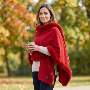 Fraas pončo s kožešinkovým lemem true red 631206-361