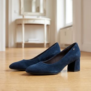 Tamaris lodičky se širokým podpatkem navy suede 1-22437-47