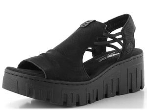Rieker sandály na platformě s klínkem černé 68075-00
