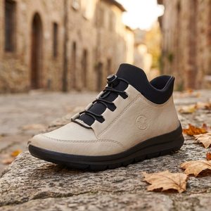 Rieker kotník s pružným šněrováním crema/schwarz Z0065-60