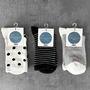 Dámské bavlněné ponožky 3 páry černá/bílá 34213