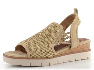 Tamaris sandály s gumičkami a klínkem Tan 1-28240-44