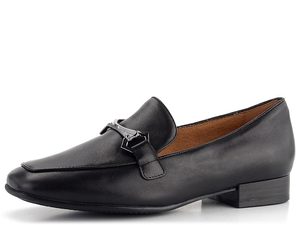 Caprice elegantné čierne kožené mokasíny 9-24201-41