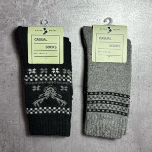 Pánske zimné ponožky s vlnou 2 páry čierne/šedé 21455