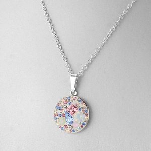 Náhrdelník koliečko s kameňmi Preciosa modrá/růžová