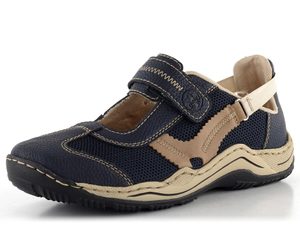 Rieker otvorené poltopánky na suchý zips modré L0575-14