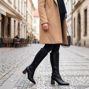 Tamaris kozačky na podpatku black 1-25521-47