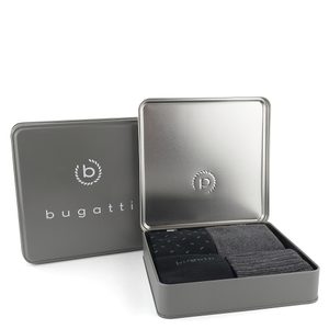 Bugatti vzorčekové ponožky čierne/šedé 4pack/box 6265X