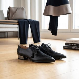 Hispanitas šněrovací polobotky na podpatku Ginebra black HI265156