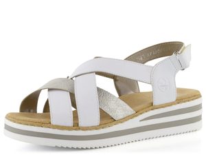 Rieker sandále na kline biele/strieborné V0279-80