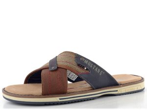 Mustang pánské pantofle s kříženými pásky cognac 26M0101001