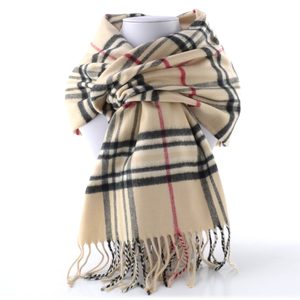 Fraas kašminkový šál s károvaným vzorem béžový 625391-170