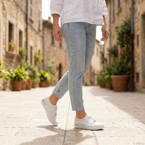 Looke kožené perforované polobotky Leonore White L1051_03