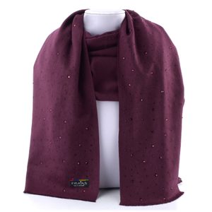 Fraas elegantní kašminkový šál s kamínky vínový 623546-375