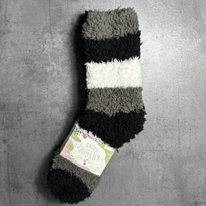 Dámske hebké ženilkové domáce ponožky 2 páry čierna/pruh