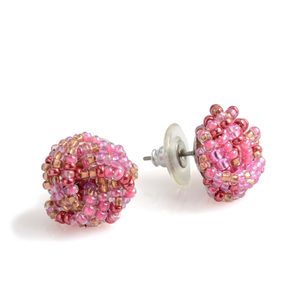 Náušnice rokajl puzeta růžové