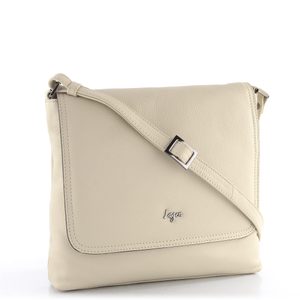 Dámská kožená crossbody kabelka s klopou Offwhite LG 046