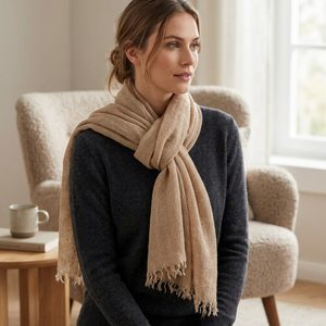 Fraas květinový šál růžový konopí/bavlna 609059-412