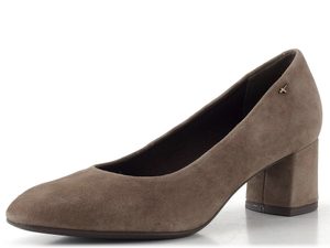Tamaris lodičky se širokým podpatkem taupe suede 1-22437-47